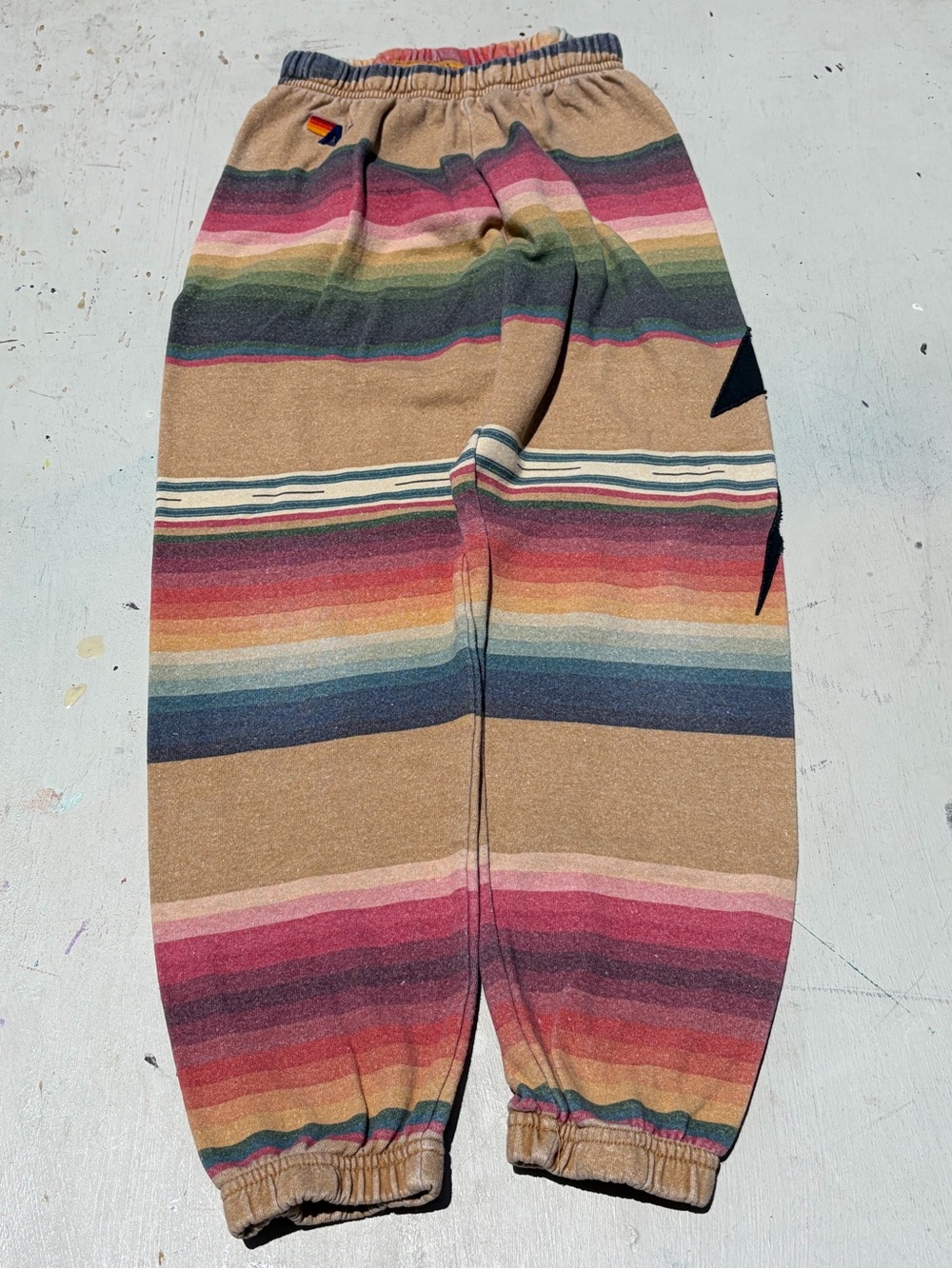 Women's Aviator Nation Joggers Multicolor XS Active Stretch Aztec Striped BOHO